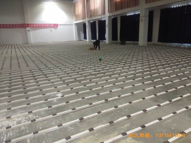 廣西龍勝縣黨校運(yùn)動館運(yùn)動地板施工案例1