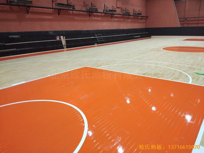 石家莊青園街電信營業(yè)廳對面籃球館運動地板施工案例